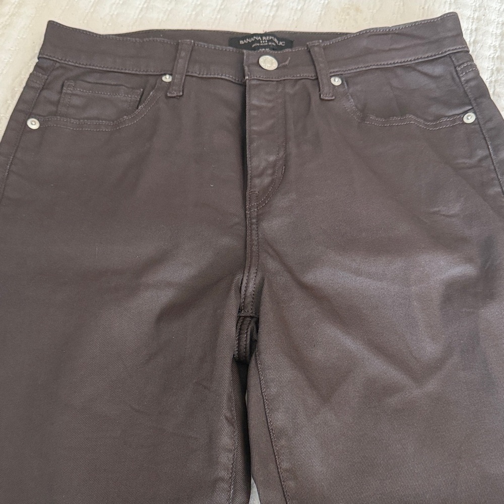 Banana Republic Chocolate Brown Jeans Size 28/6 High-Rise Slim Cut❤️ - Picture 6 of 7